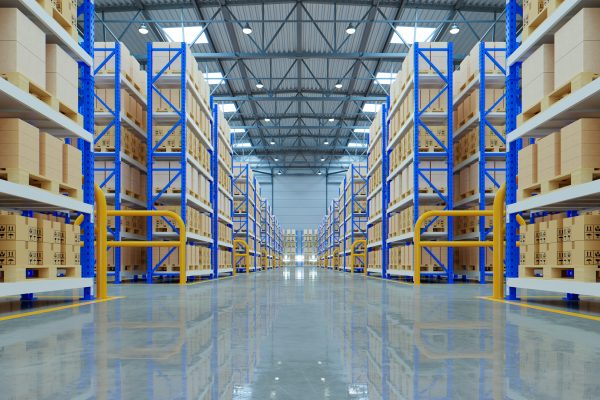 Empty warehouse in logistic center.